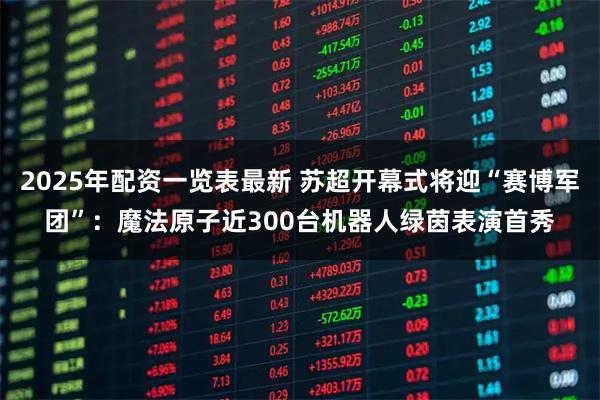 2025年配资一览表最新 苏超开幕式将迎“赛博军团”：魔法原子近300台机器人绿茵表演首秀